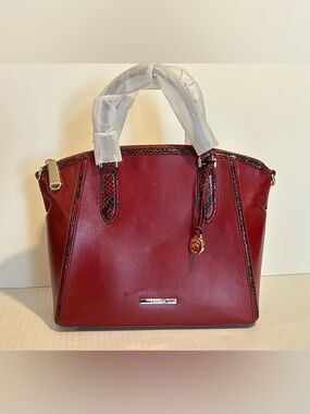 Brahmin Duxbury Women's Medium Leather Satchel Bag in Deep Red Burgundy NWT